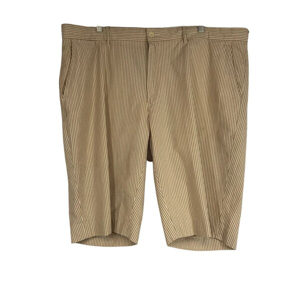 POLO RALPH LAUREN - MEN'S 40 - BEIGE STRIPE 100% COTTON CHINO SHORTS - Picture 1 of 9
